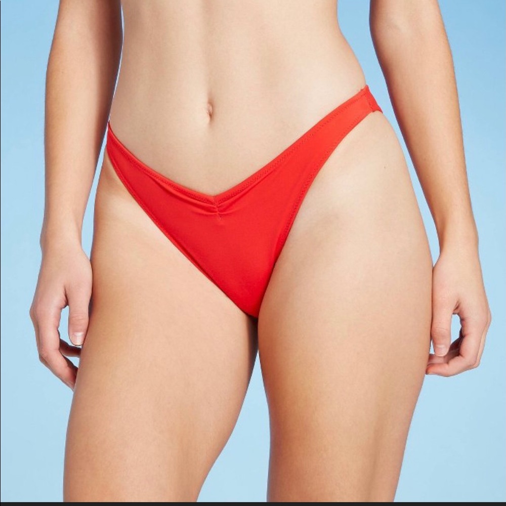 "V-front high leg extra cheeky bikini bottoms"